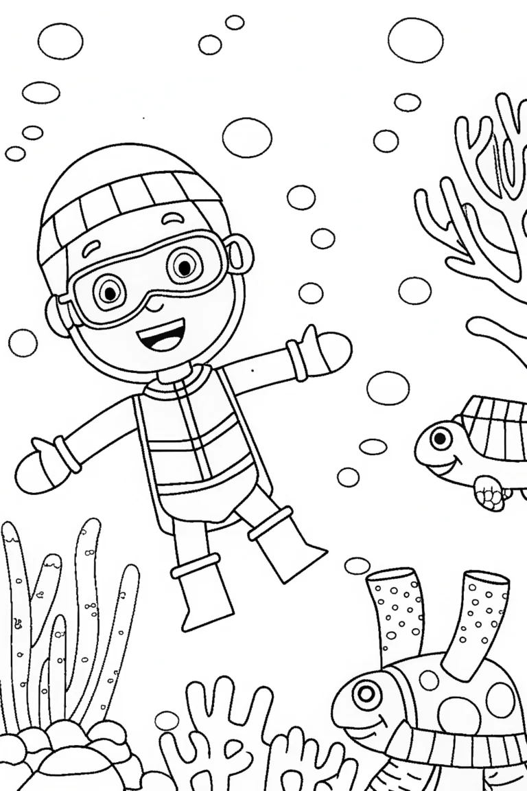 Blippi’s Colorful Underwater Adventure Coloring Page coloring pages