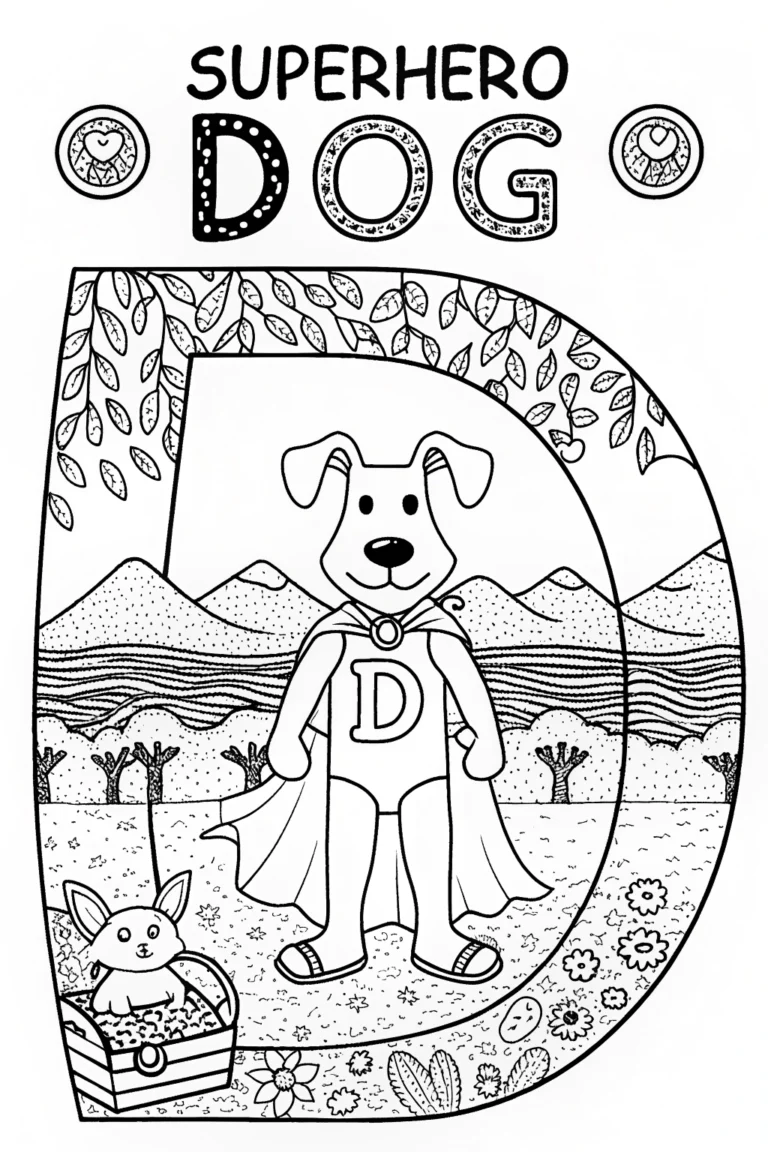 Superhero Dog’s Treasure Hunt Coloring Page coloring pages