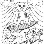 Sunshine Surfing Adventure Coloring Page