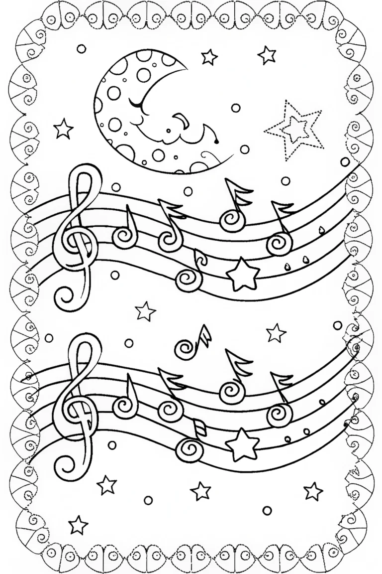 Starry Sky Serenade Coloring Page coloring pages