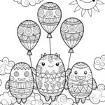 Monster Balloons in the Sky Coloring Page