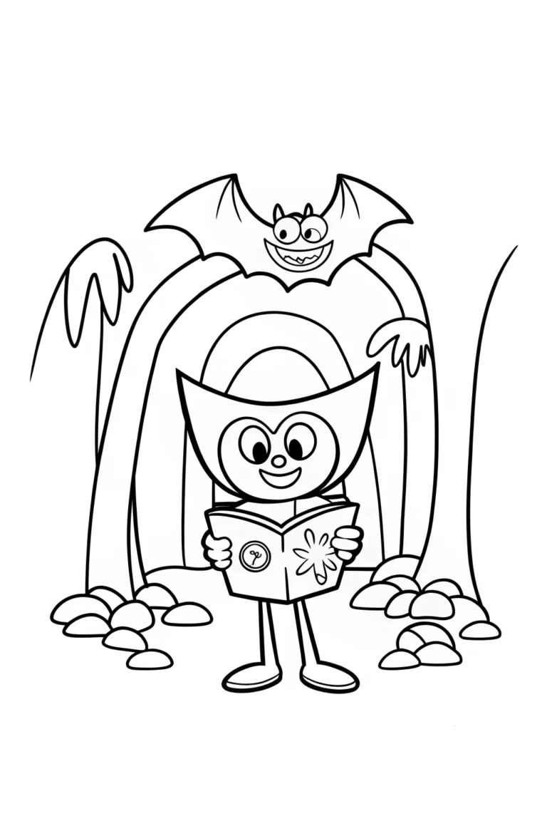 Huggy Wuggy’s Enchanted Treasure Hunt Coloring Page coloring pages