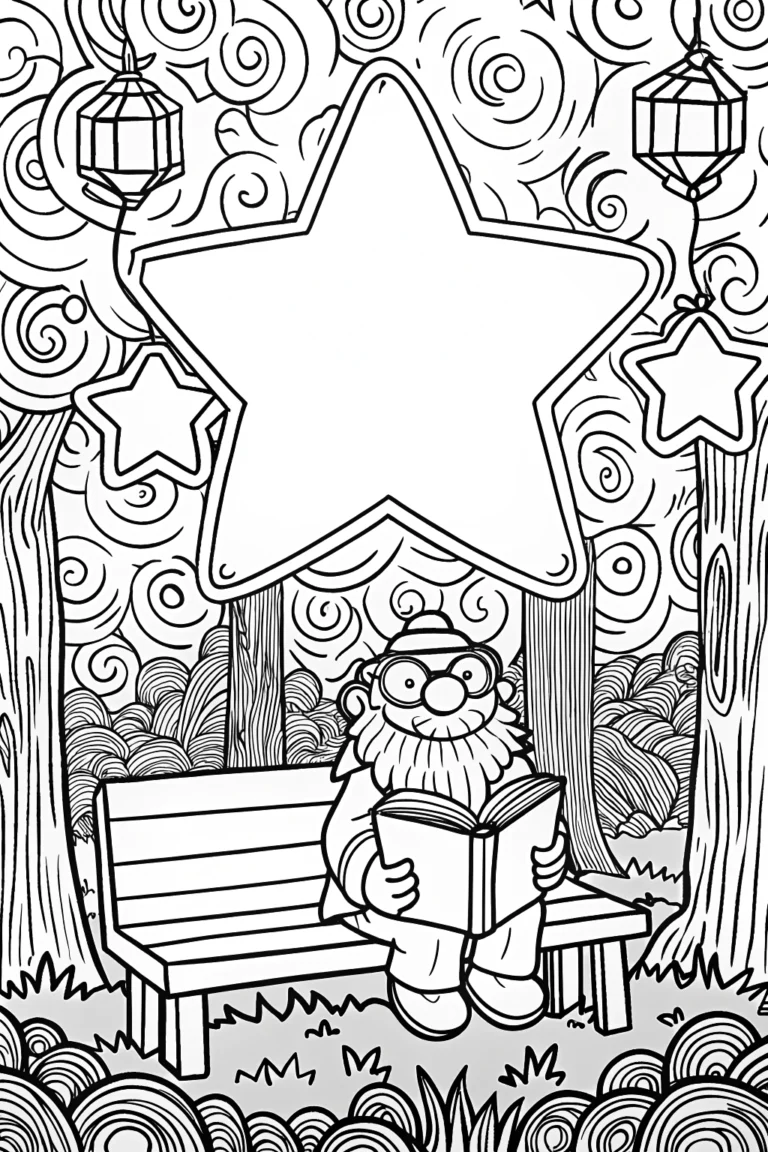 Starry Storyteller’s Corner Coloring Page coloring pages