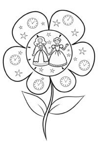 The Flower Time Machine Coloring Page