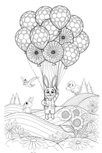 A coloring page of Luigi’s Adventurous Balloon Ride Coloring Page