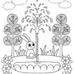 Banban’s Garden Fountain Adventure Coloring Page