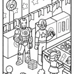 Iron Man at the Future Tech Fair Coloring Page