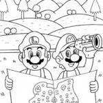 Mario and Luigi’s Treasure Map Adventure Coloring Page