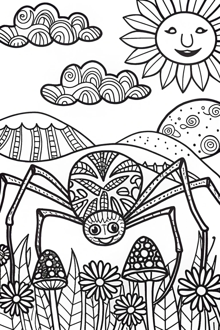 The Spider’s Secret Garden Coloring Page coloring pages
