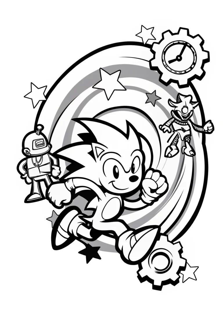 Sonic’s Speedy Adventure through the Time Portal coloring pages