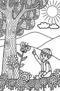 A coloring page of Blippi’s Eco Adventure Coloring Page
