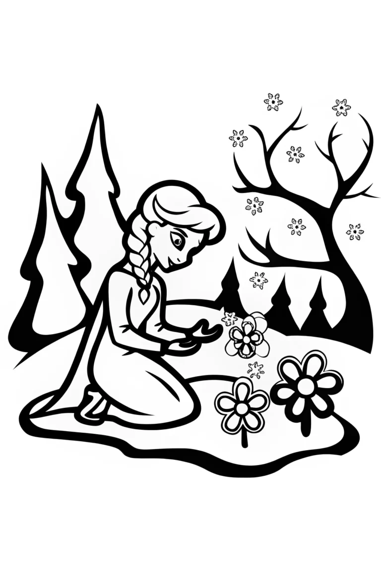 Elsa’s Enchanted Ice Garden Coloring Page coloring pages