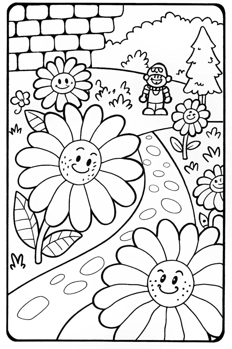Mario’s Enchanted Garden Adventure Coloring Page coloring pages