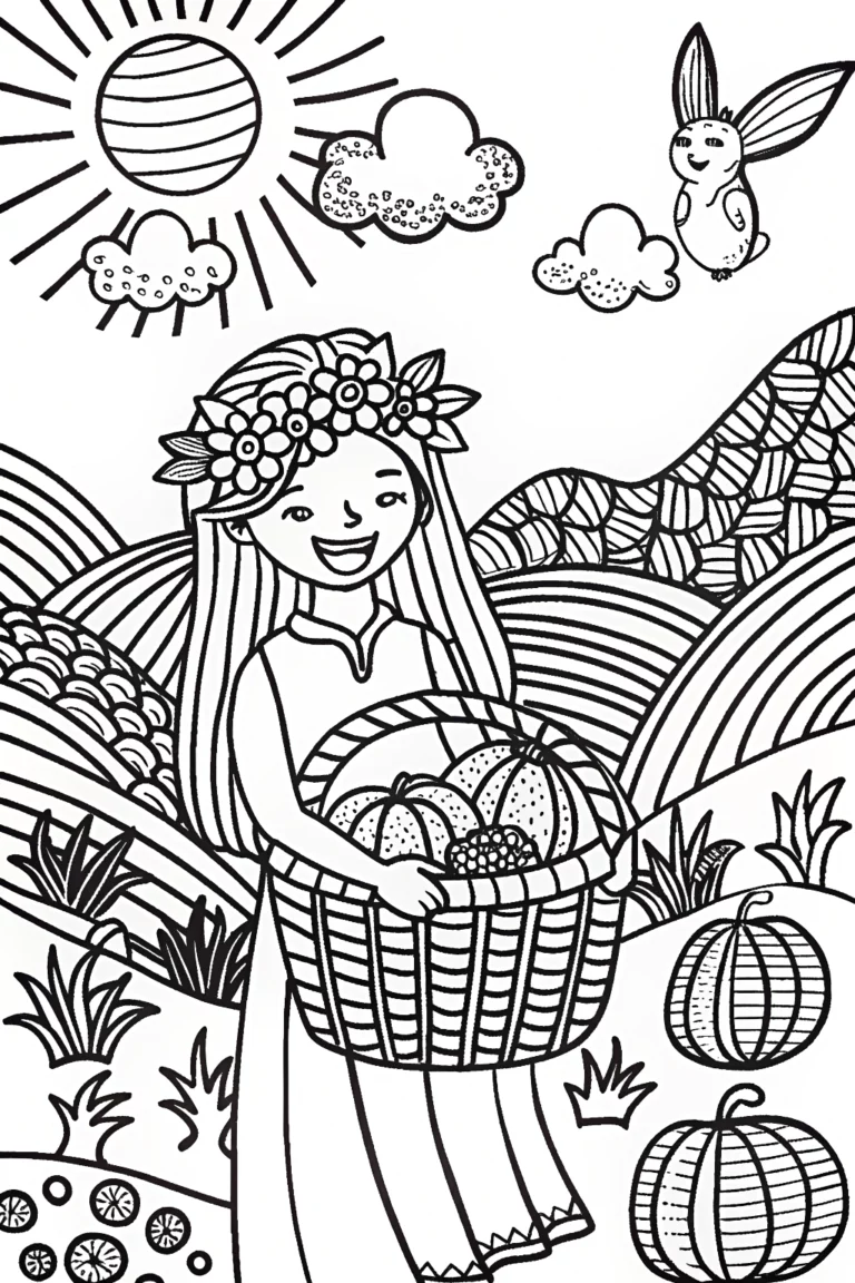 Jasmine’s Joyful Harvest Festival Coloring Page coloring pages