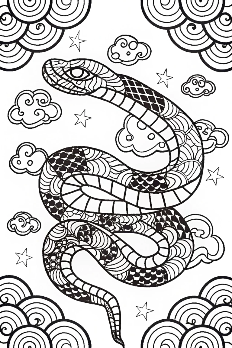 Celestial Serpent Mandala Coloring Page coloring pages