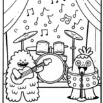 Monster Rock Band Jam Coloring Page