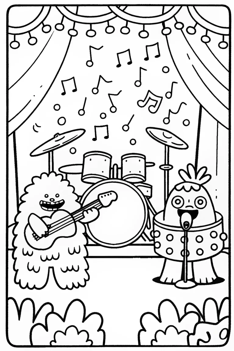 Monster Rock Band Jam Coloring Page coloring pages