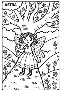 A coloring page of Astra the Fairy Coloring Page