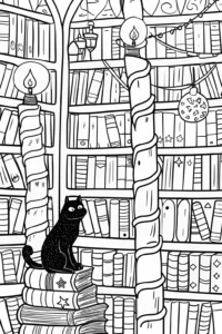 A coloring page of Panther in the Enchanted Library Coloring Page