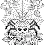 The Spider’s Enchanted Tea Party Coloring Page