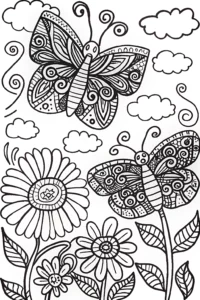 A coloring page of Butterfly Garden Guardians Coloring Page