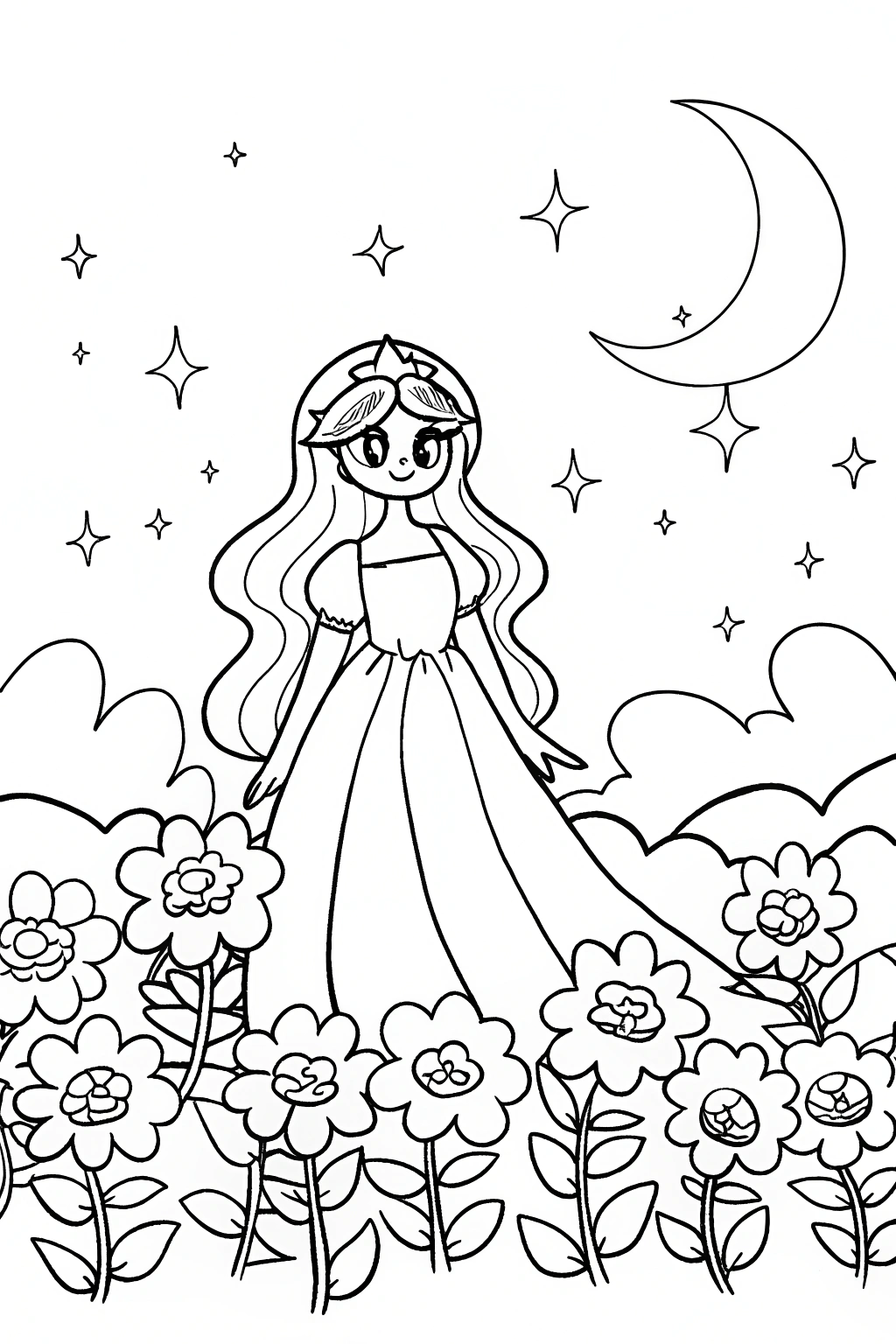Princess of the Celestial Garden Coloring Page