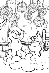 A coloring page of Care Bears Dream Weavers Coloring Page