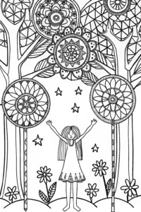 A coloring page of Jasmine’s Secret Garden of Dreams Coloring Page