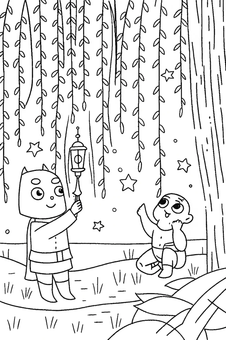 The Lanterns of Friendship Coloring Page coloring pages