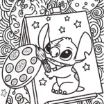 Stitch’s Galactic Art Adventure Coloring Page