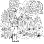 Barbie’s Enchanted Village Adventure Coloring Page