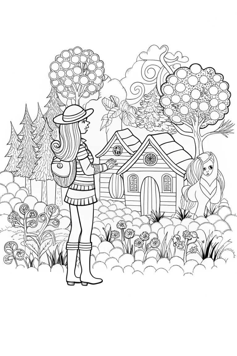 Barbie’s Enchanted Village Adventure Coloring Page coloring pages