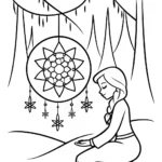 Elsa’s Winter Dreamcatcher Coloring Page