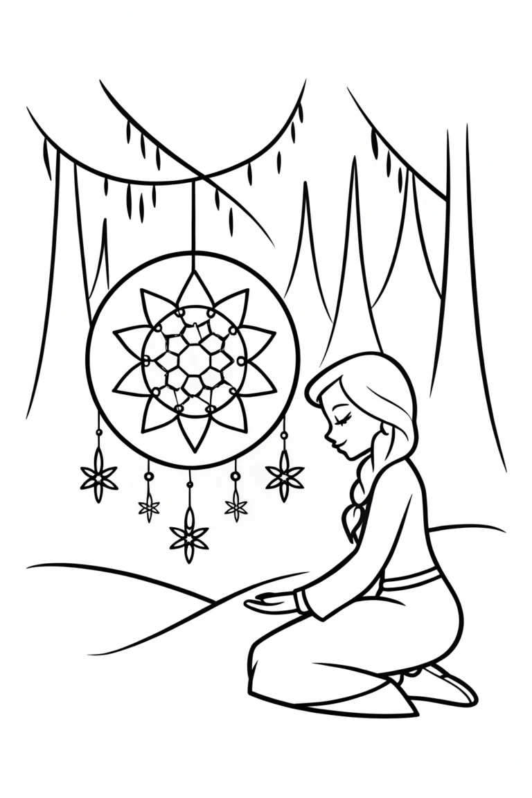 Elsa’s Winter Dreamcatcher Coloring Page coloring pages