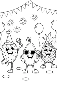 A coloring page of Summer Fruit Jamboree Coloring Page