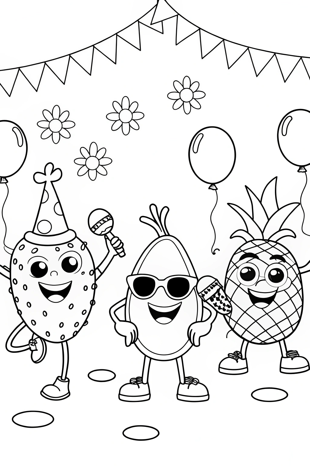 Summer Fruit Jamboree Coloring Page