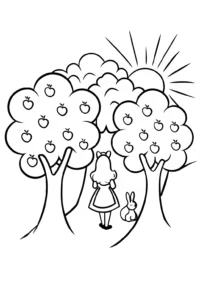 A coloring page of Alice’s Enchanted Orchard Coloring Page