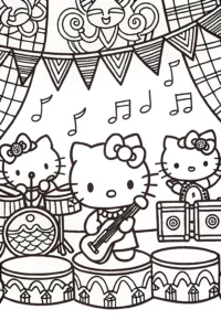 A coloring page of Hello Kitty’s Magical Music Festival Coloring Page