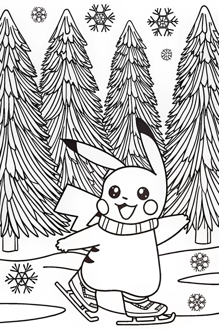 Pikachu’s Magical Winter Wonderland Coloring Page coloring pages
