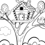 Gingerbread House Treetop Adventure Coloring Page