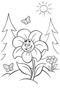 A coloring page of The Adventurous Creeper and the Enchanted Garden