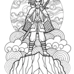 Demon Slayer and Elemental Spirits Coloring Page