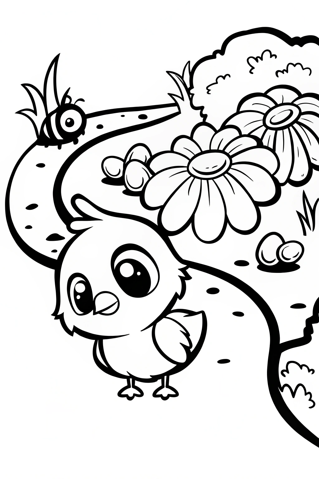 Chick’s Garden Adventure Coloring Page