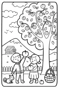 A coloring page of Harvest Time Adventure Coloring Page