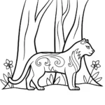 Mystical Black Panther Guardian Coloring Page