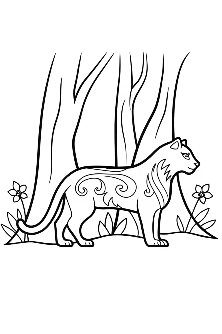 Mystical Black Panther Guardian Coloring Page coloring pages