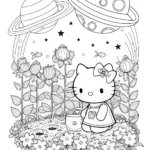 Hello Kitty’s Cosmic Garden Adventure Coloring Page