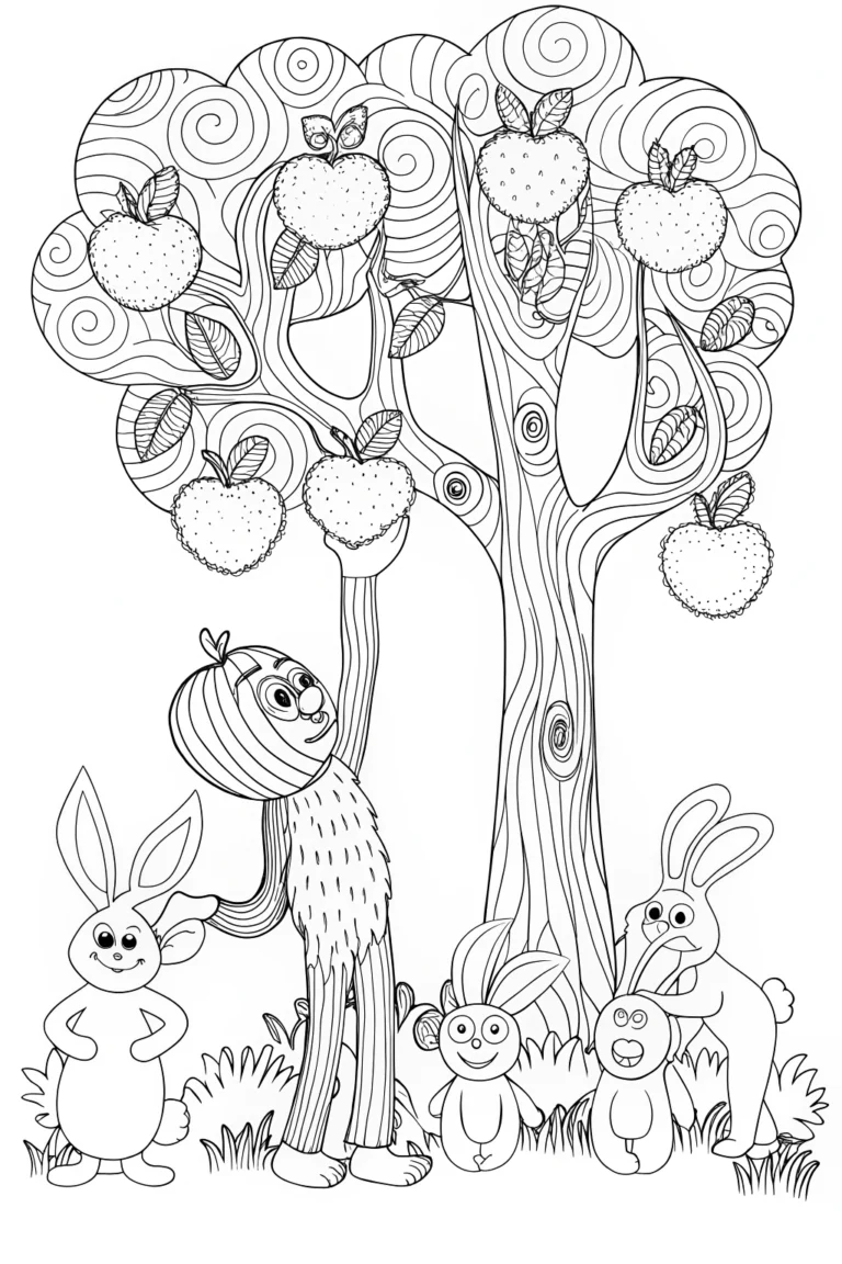Huggy Wuggy’s Orchard Adventure Coloring Page coloring pages