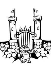 A coloring page of Bowser’s Epic Castle Defense Coloring Page