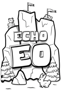 A coloring page of ECHO: The Adventurous Coloring Page